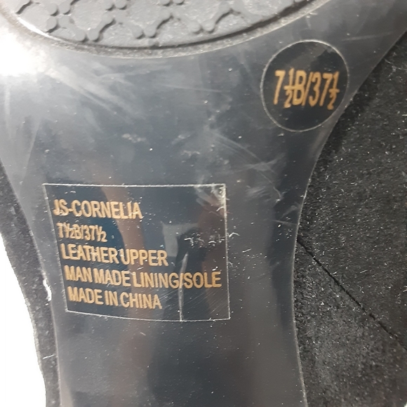 Jessica Simpson Size 7.5B Cornelia Black Leather Slouchy Heeled Ankle Boots - Picture 6 of 12